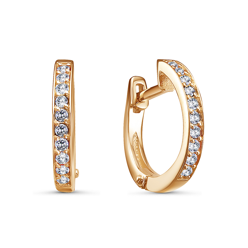 Серьги из золота с камнем Фианит фото, цены