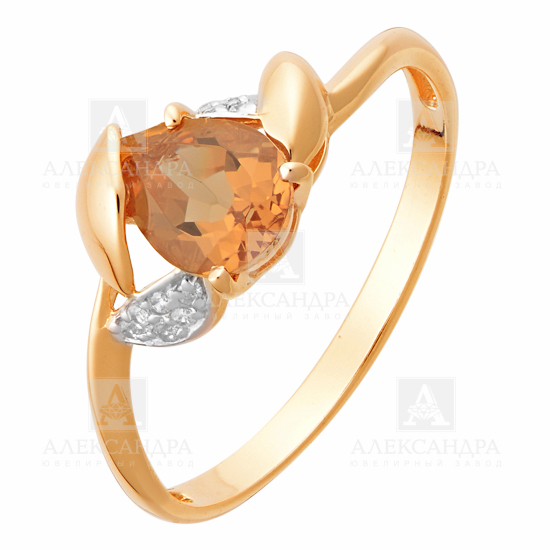 Кольцо из золота с камнем Гранат, Фианит фото, цены
