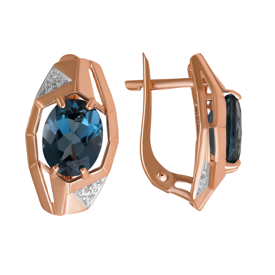 Серьги из золота с камнем Фианит, Сапфир синт. фото, цены