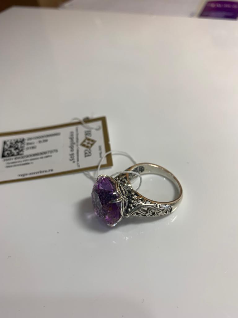 Кольцо из серебра с камнем аметист фото, цены