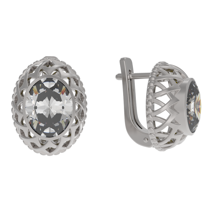 Серьги из серебра с камнем Фианит фото, цены