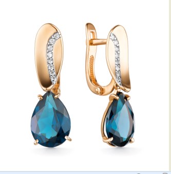 Серьги из золота с камнем Гранат, Фианит фото, цены