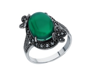 Кольцо из серебра с камнем Лунный камень, Марказит фото, цены