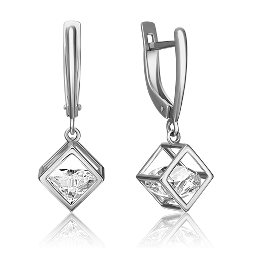 Серьги из золота с камнем Фианит фото, цены