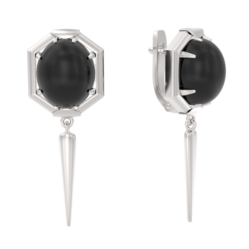 Серьги из серебра с камнем Агат фото, цены