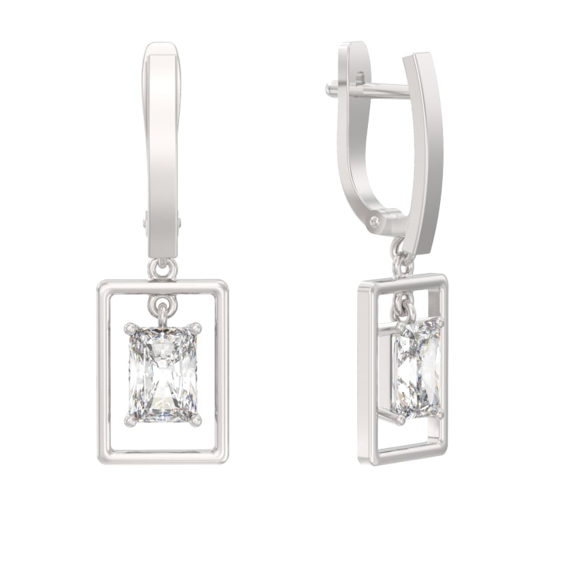 Серьги из серебра с камнем Фианит фото, цены