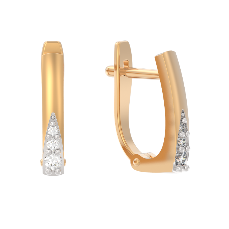 Серьги из золота с камнем Бриллиант фото, цены