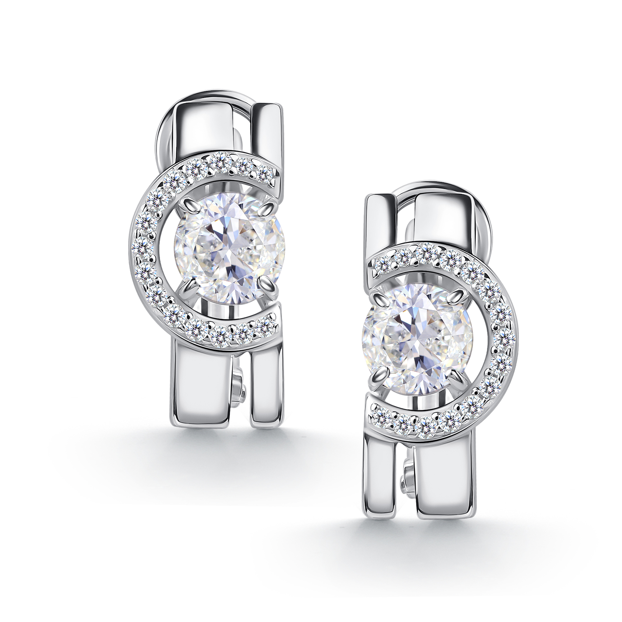 Серьги из серебра с камнем Фианит, Горный хрусталь фото, цены