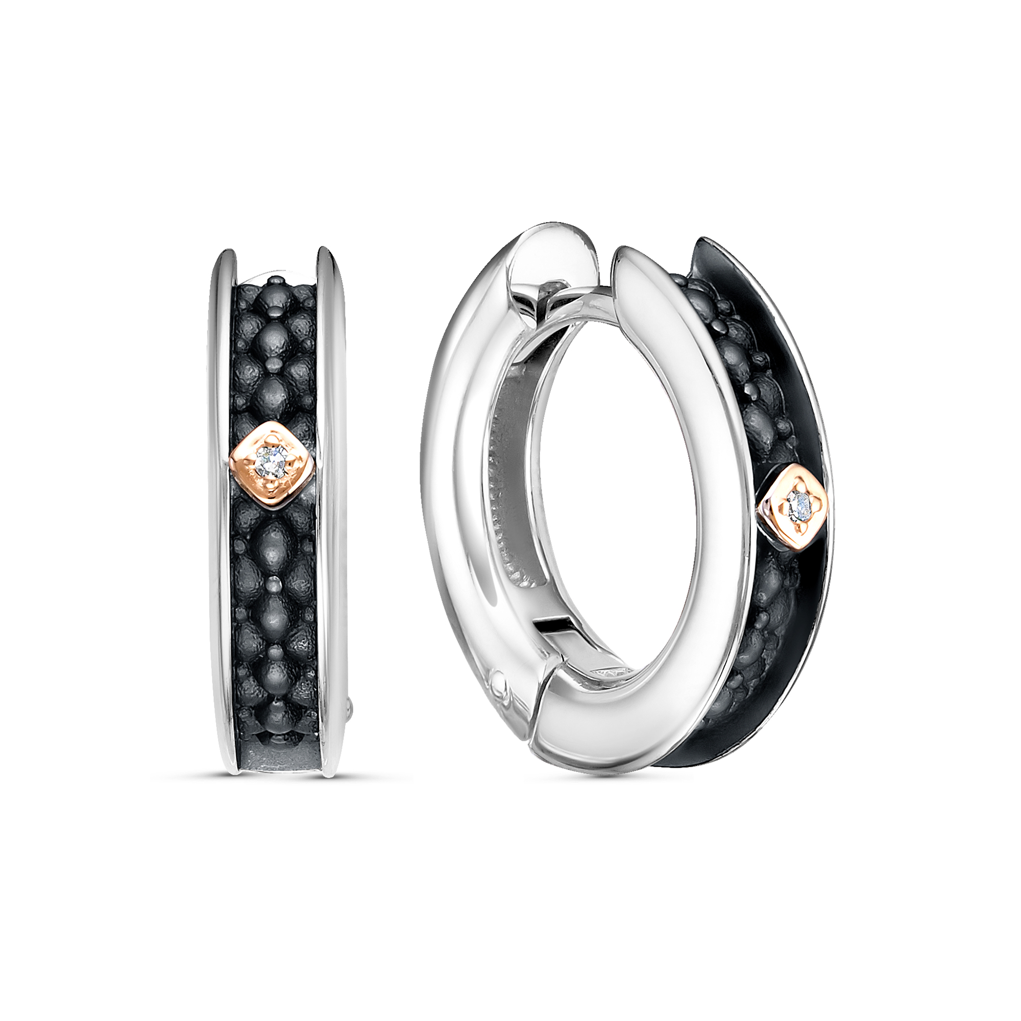 Серьги из серебра с камнем Бриллиант, вставками золота фото, цены