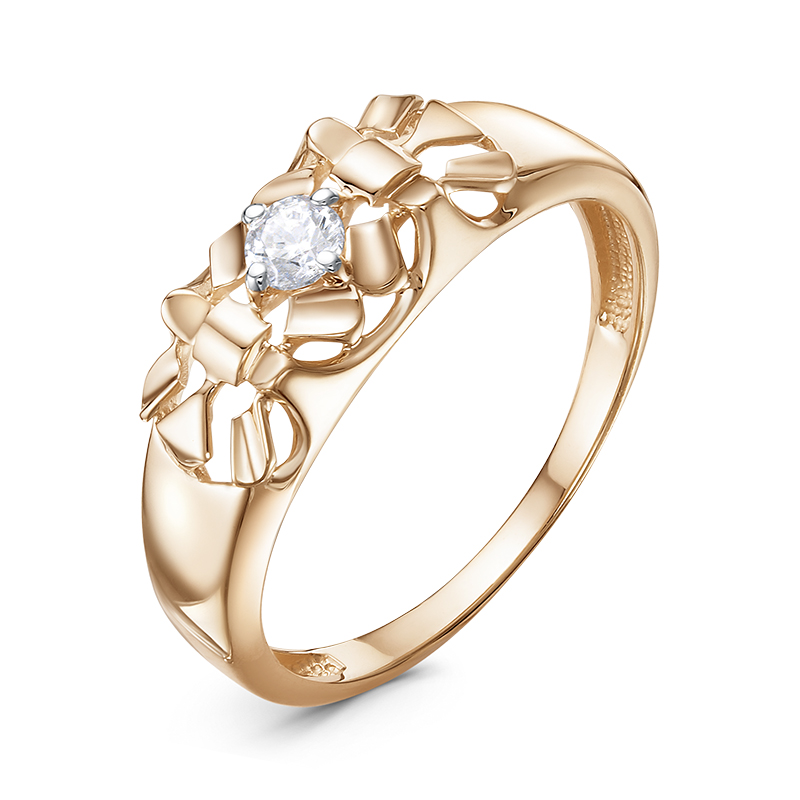 Кольцо из золота с камнем Фианит фото, цены