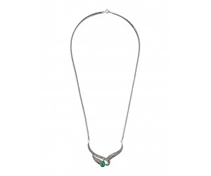 Колье из серебра с камнем Перламутр, Марказит фото, цены