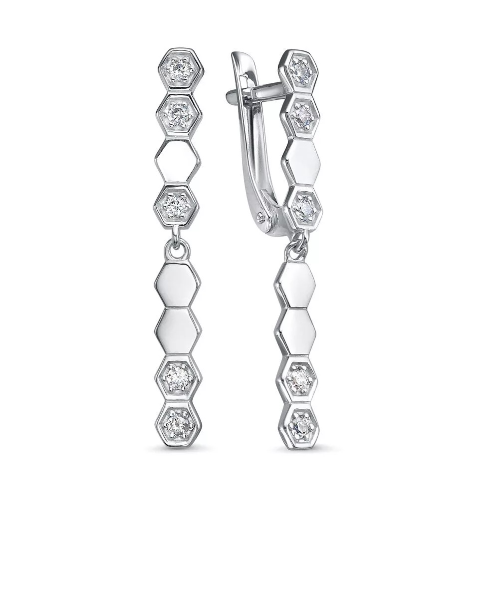 Серьги из серебра с камнем Фианит фото, цены