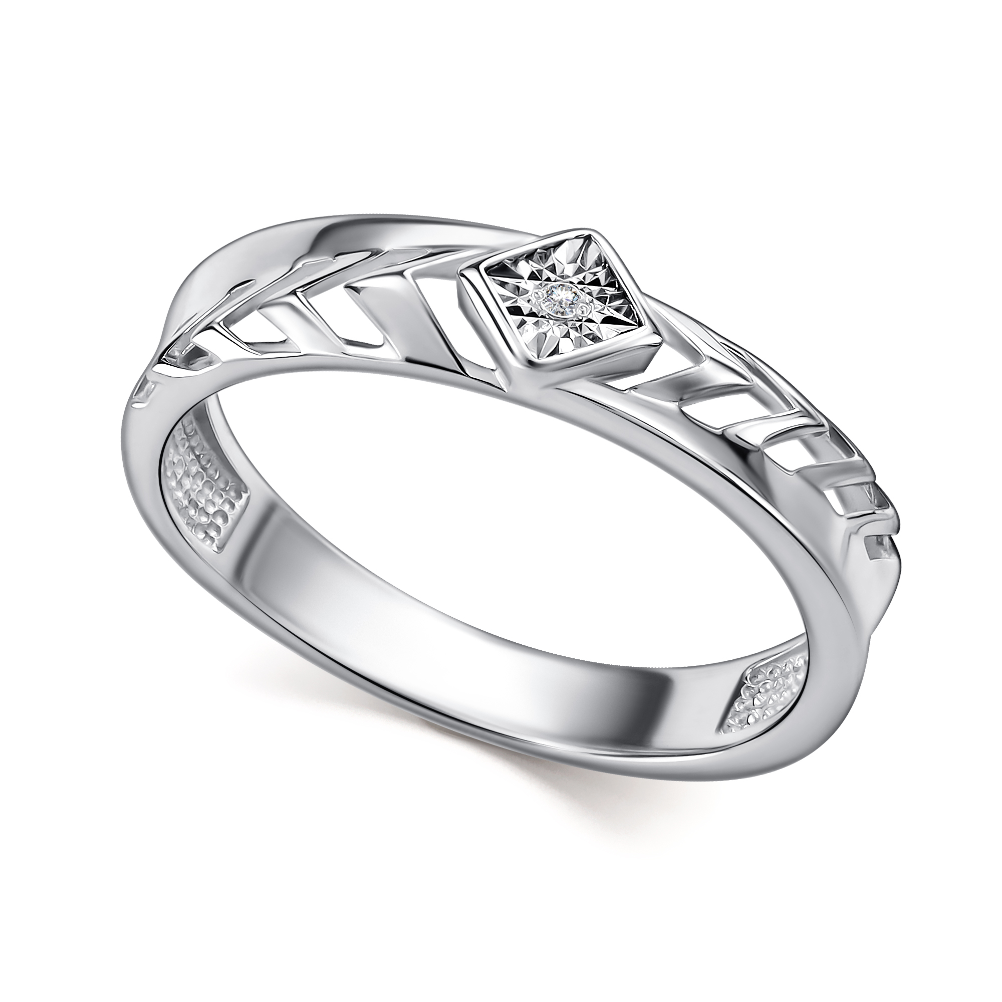 Кольцо из серебра с камнем Бриллиант фото, цены