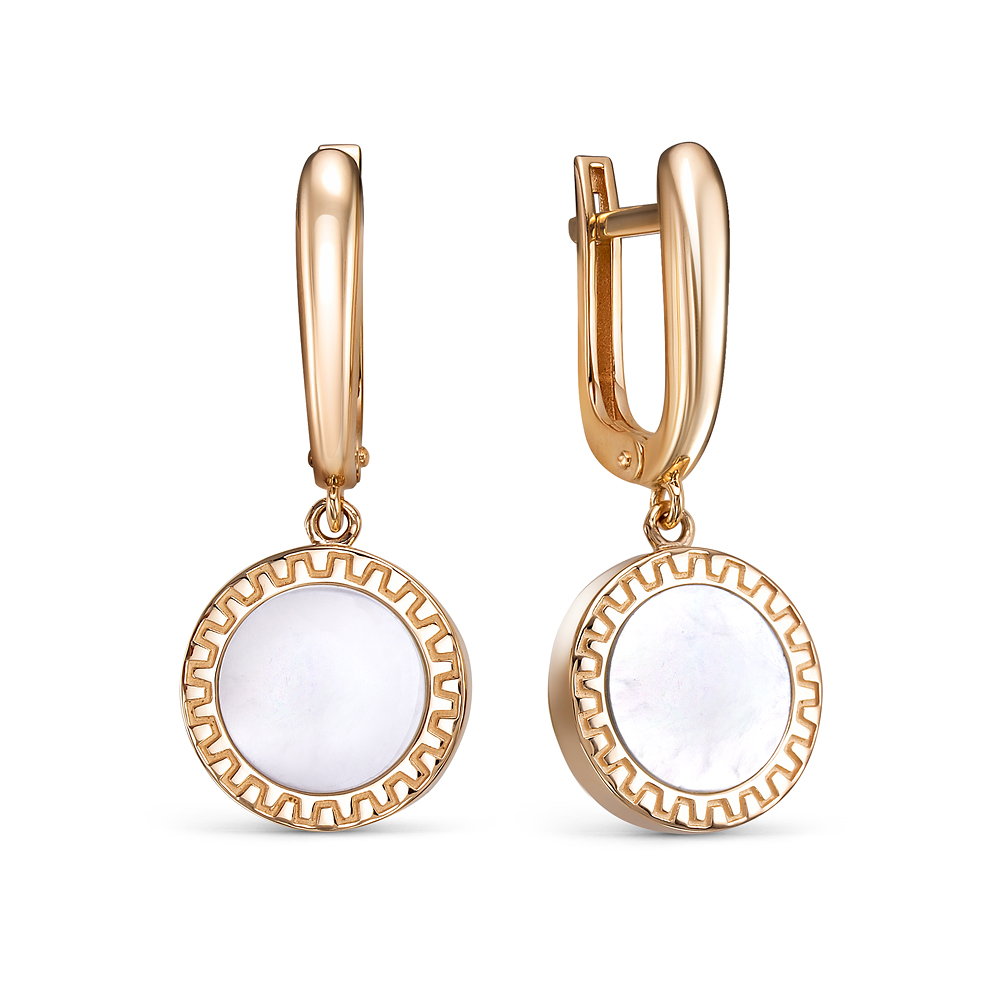 Серьги из золота с камнем Перламутр фото, цены