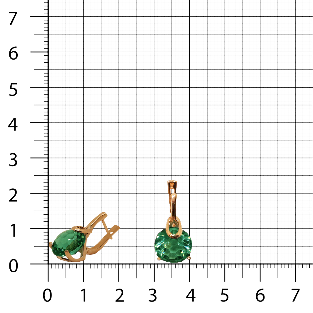 Серьги из золота с камнем Гранат синт. фото, цены
