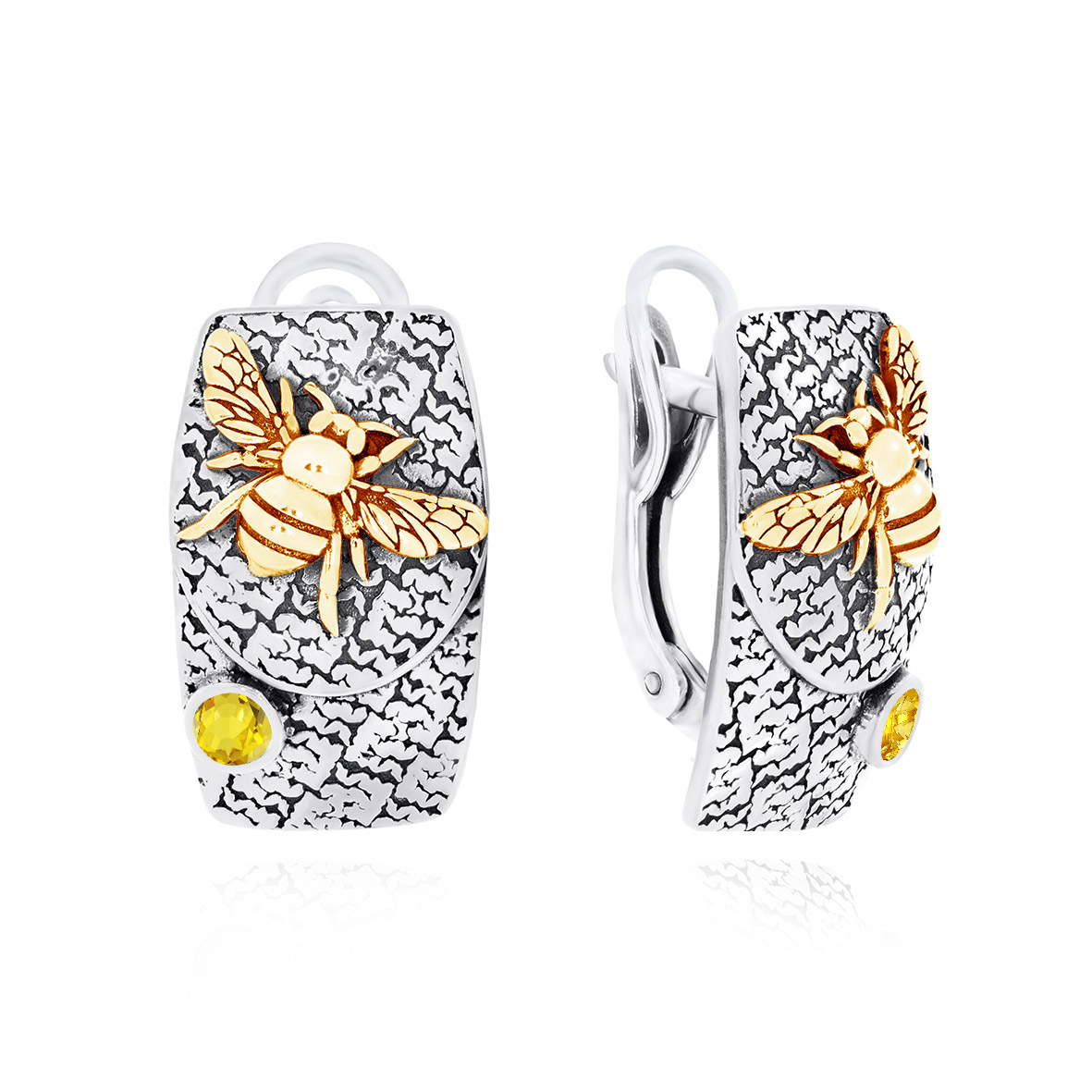 Серьги из серебра с камнем Кварц фото, цены