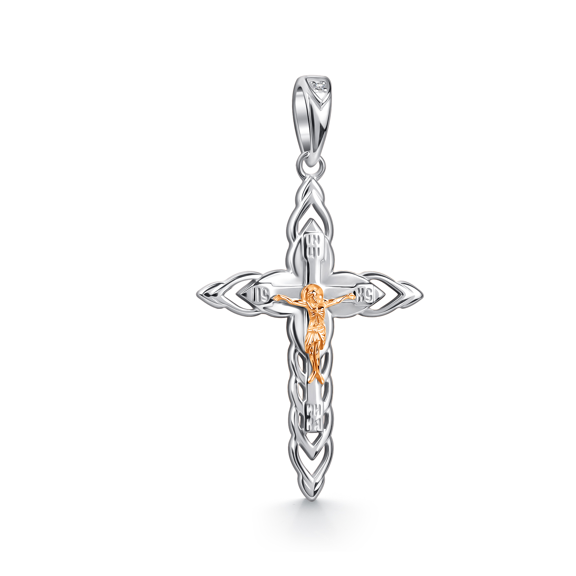 Подвеска из серебра с камнем Бриллиант, вставками золота фото, цены