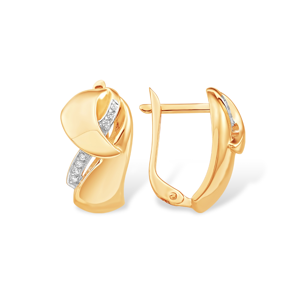 Серьги из золота с камнем Фианит фото, цены