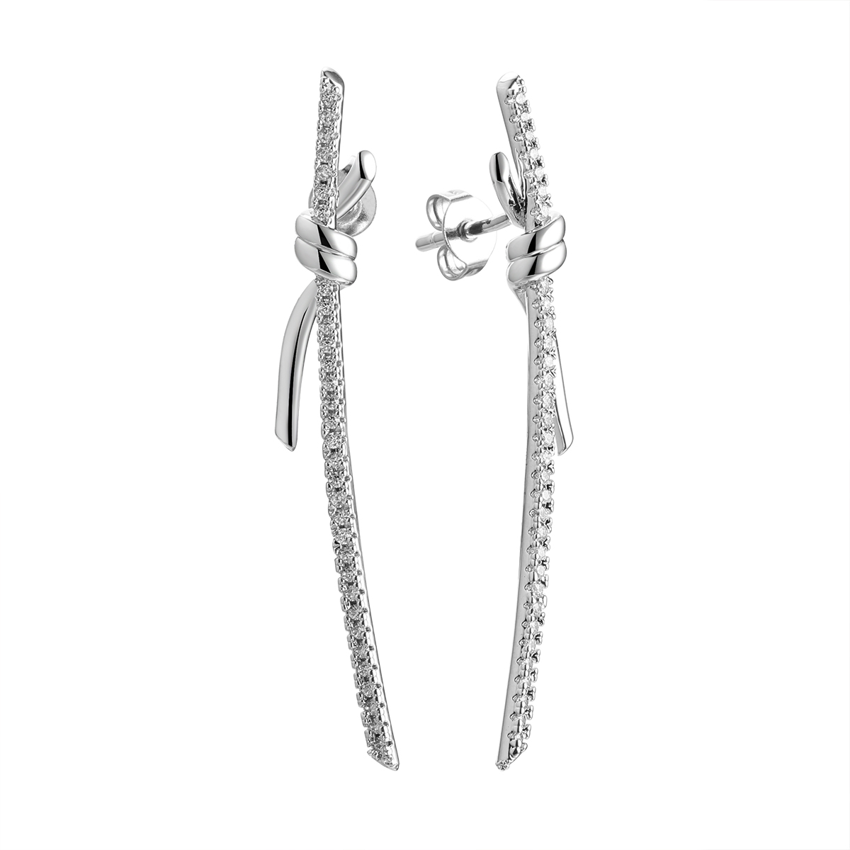 Серьги из серебра с камнем Фианит фото, цены