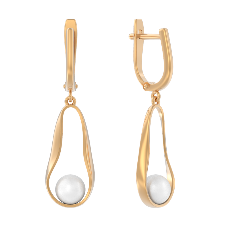 Серьги из золота с камнем Жемчуг фото, цены