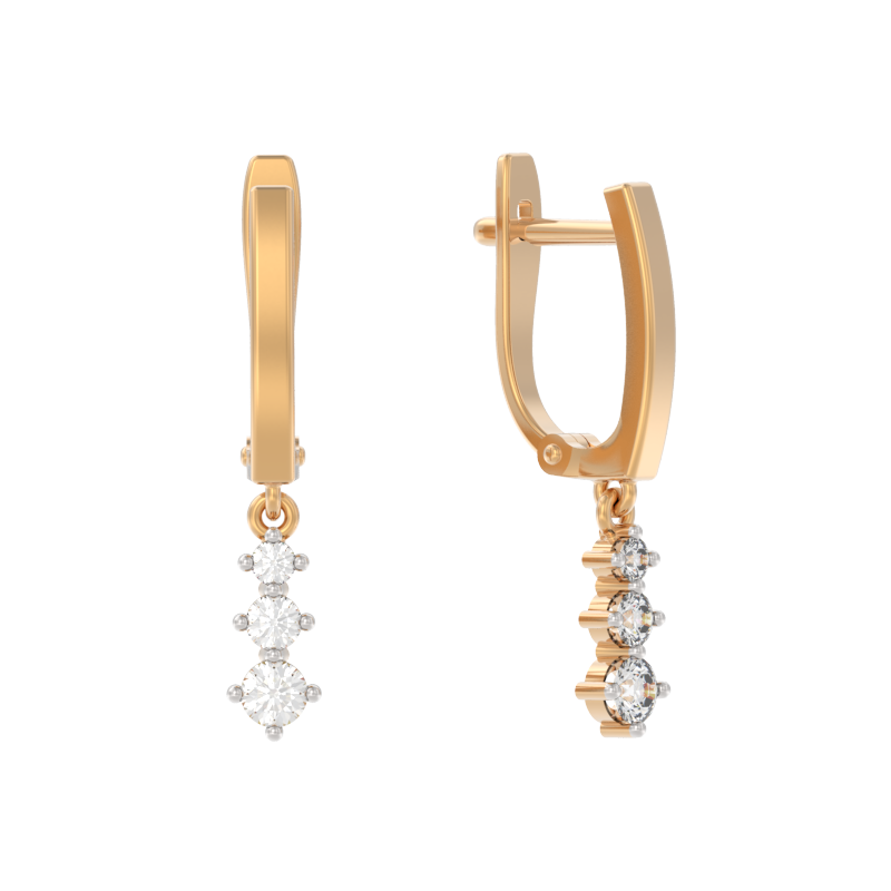 Серьги из золота с камнем Фианит фото, цены