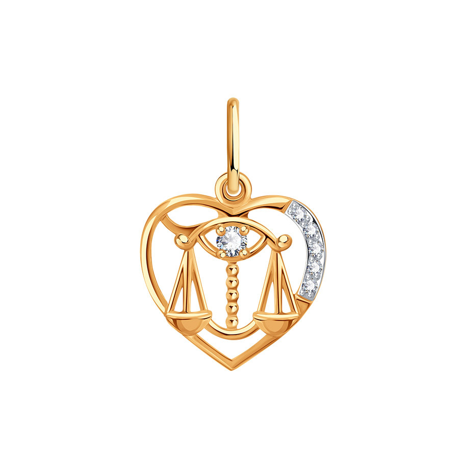 Знак из золота с камнем Фианит фото, цены