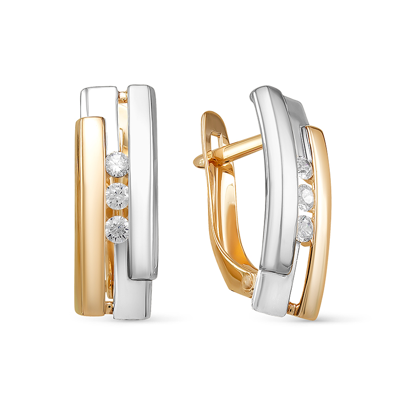 Серьги из золота с камнем Фианит фото, цены