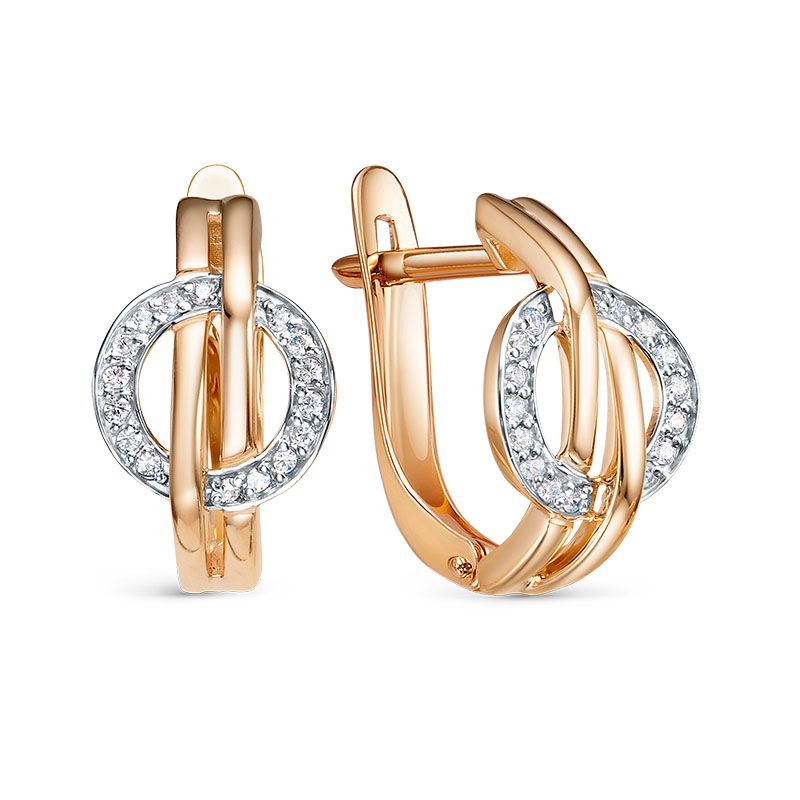 Серьги из золота с камнем Фианит фото, цены