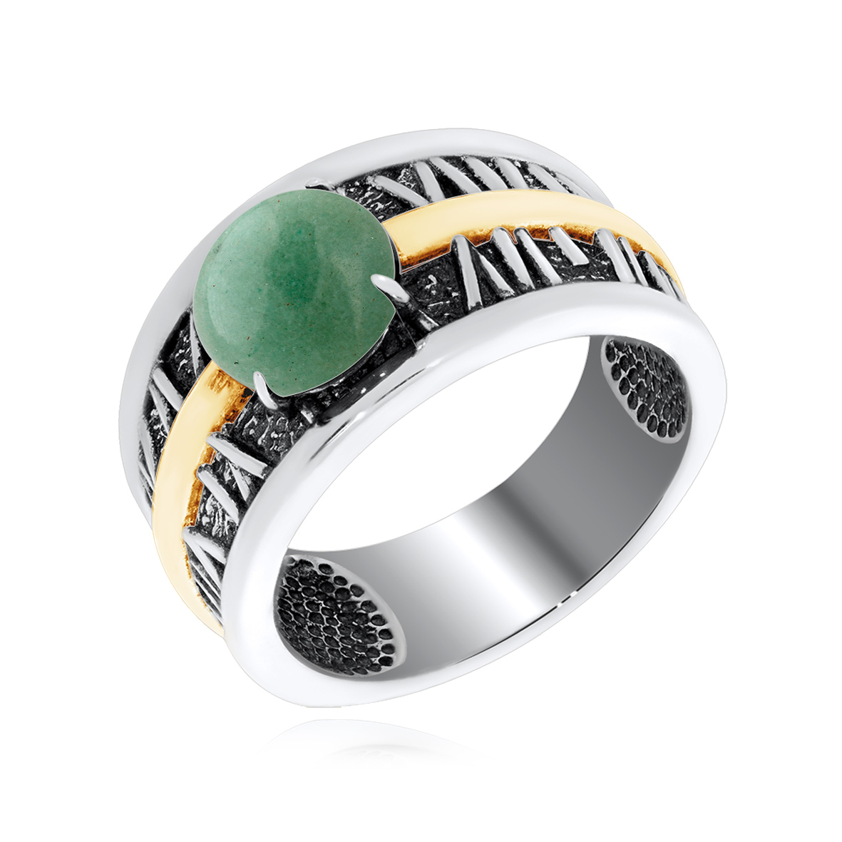 Кольцо из серебра с камнем Авантюрин фото, цены