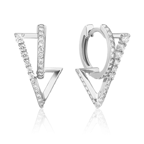 Серьги из серебра с камнем Фианит фото, цены