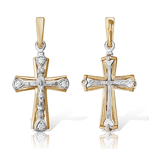 Крест из золота с камнем Бриллиант фото, цены