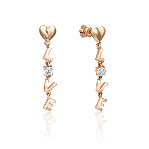 Серьги из золота с камнем Фианит фото, цены