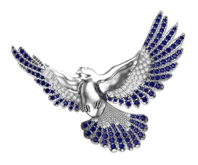 Брошь из серебра с камнем Фианит фото, цены