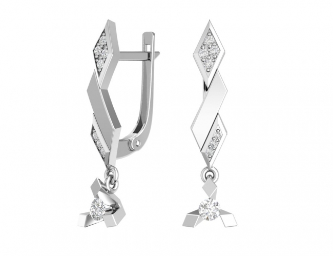 Серьги из серебра с камнем Фианит фото, цены