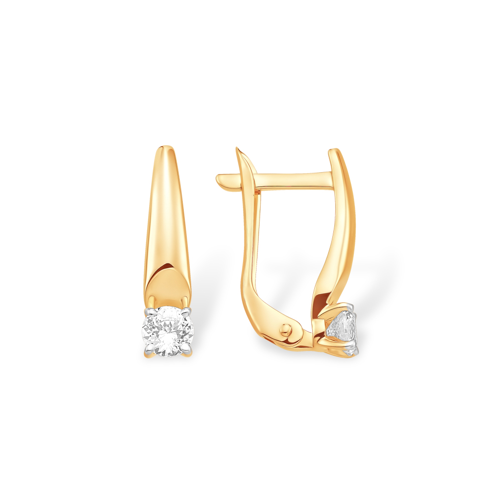 Серьги из золота с камнем Фианит фото, цены