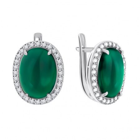 Серьги из серебра с камнем Агат фото, цены