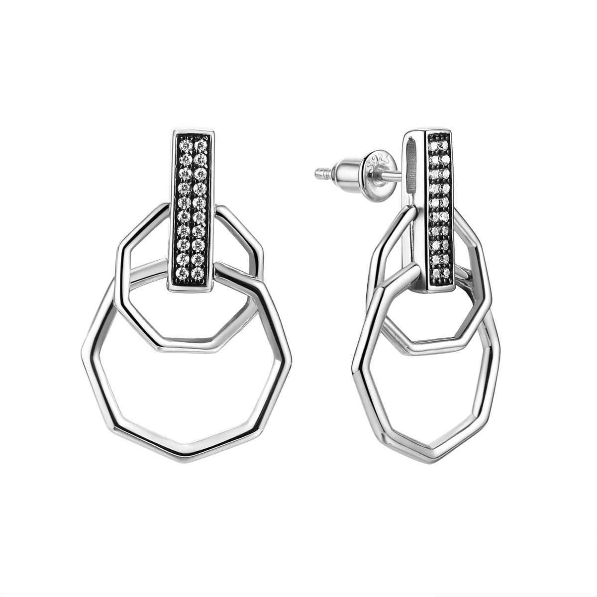 Пуссеты из серебра с камнем Фианит фото, цены