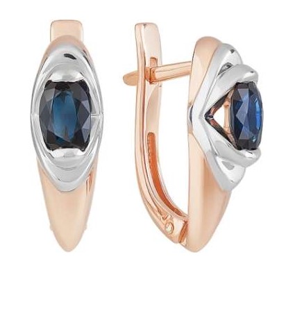 Серьги из золота с камнем Сапфир фото, цены