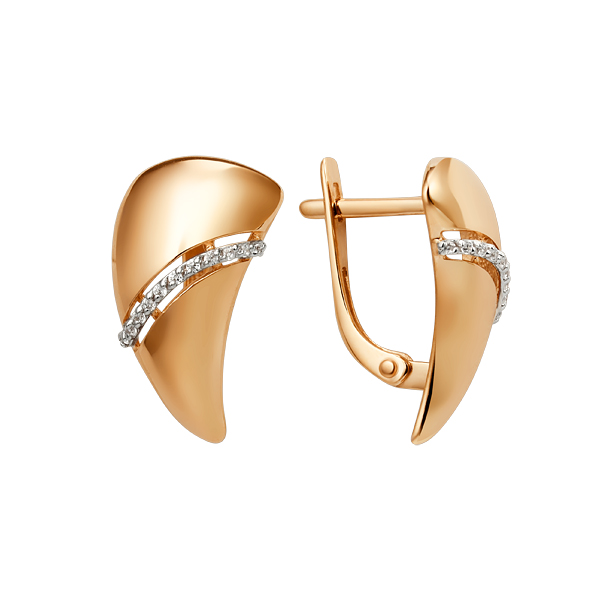 Серьги из золота с камнем Фианит фото, цены