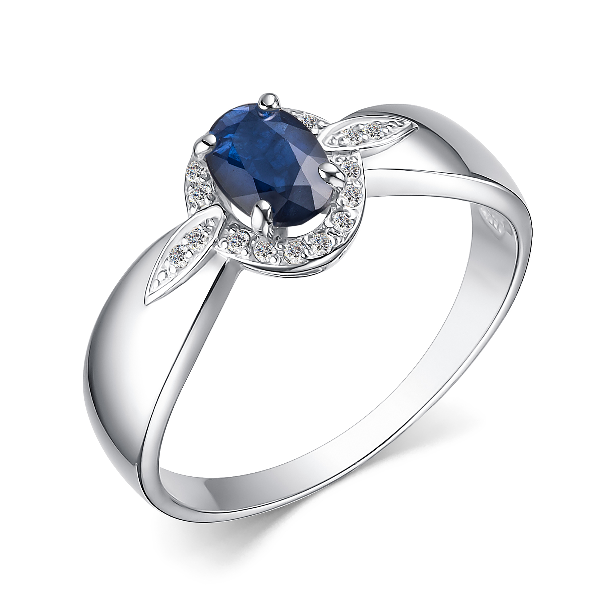 Кольцо из серебра с камнем Фианит, Сапфир фото, цены