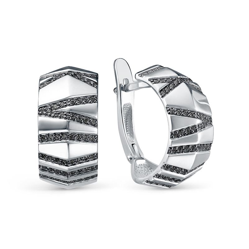 Серьги из серебра с камнем Фианит фото, цены