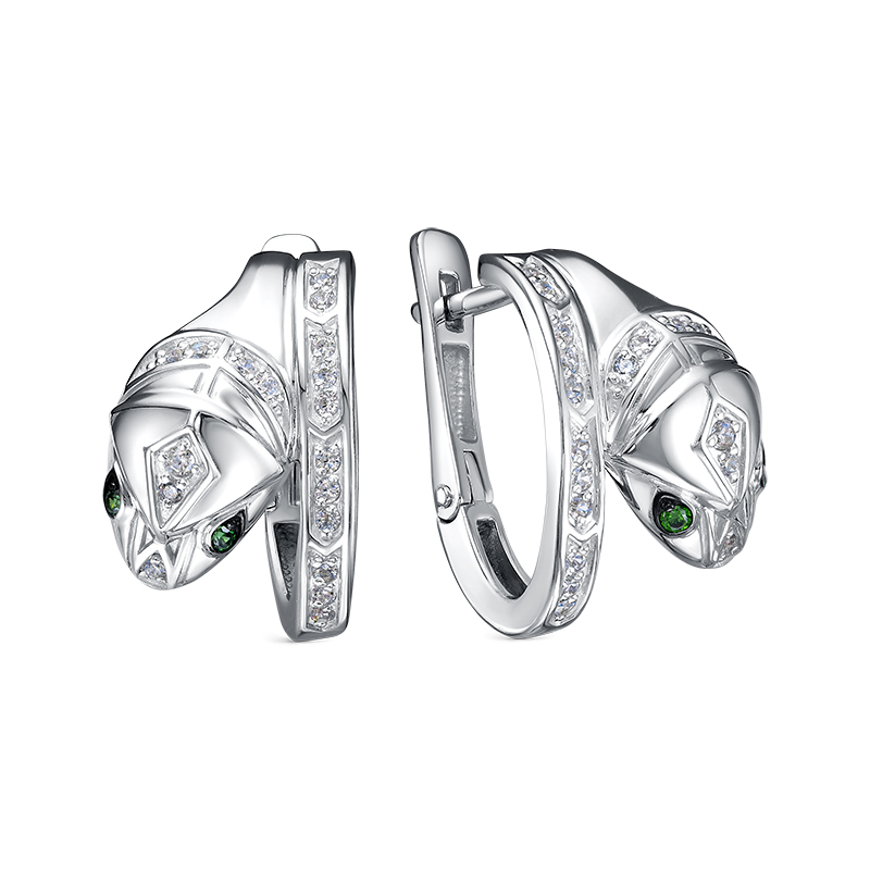 Серьги из серебра с камнем Фианит фото, цены