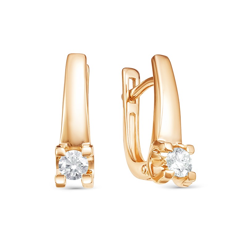 Серьги из золота с камнем Бриллиант фото, цены