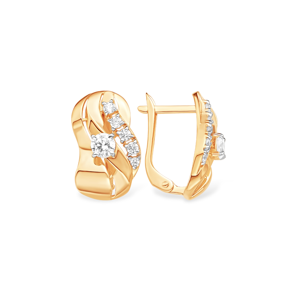 Серьги из золота с камнем Фианит фото, цены