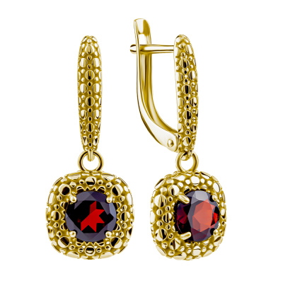 Серьги из золота с камнем Гранат фото, цены