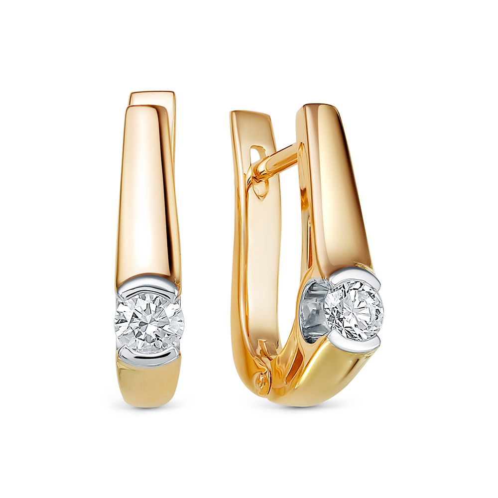 Серьги из золота с камнем Бриллиант фото, цены