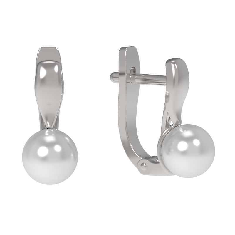 Серьги из серебра с камнем Жемчуг фото, цены