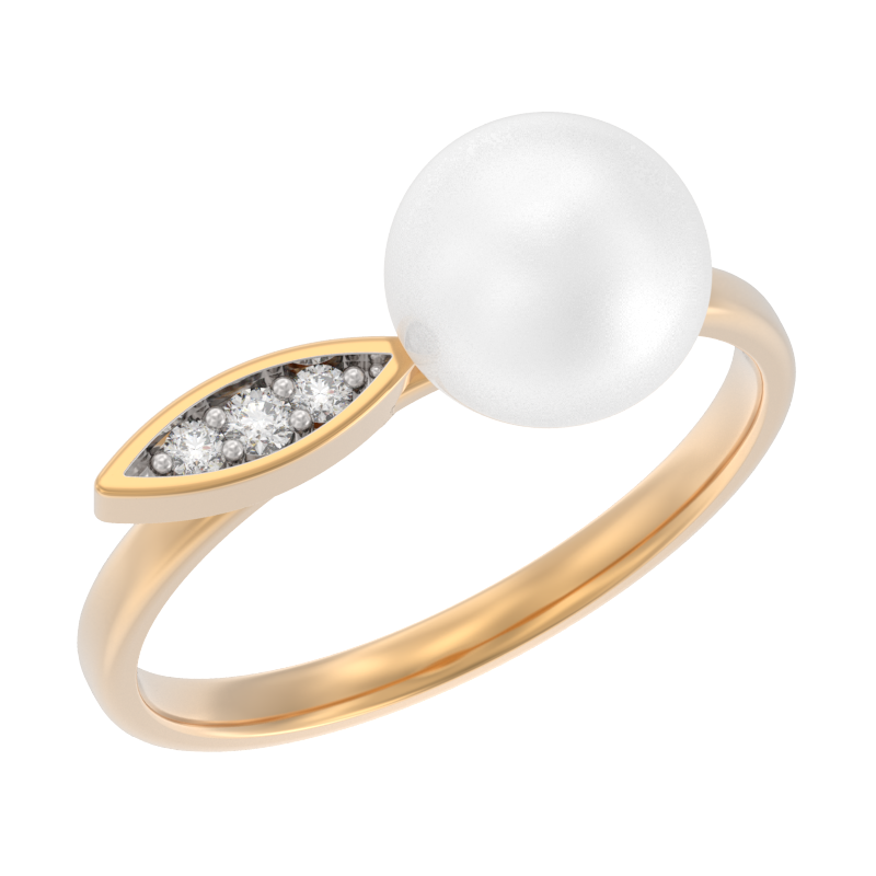 Кольцо из золота с камнем Жемчуг, Фианит фото, цены