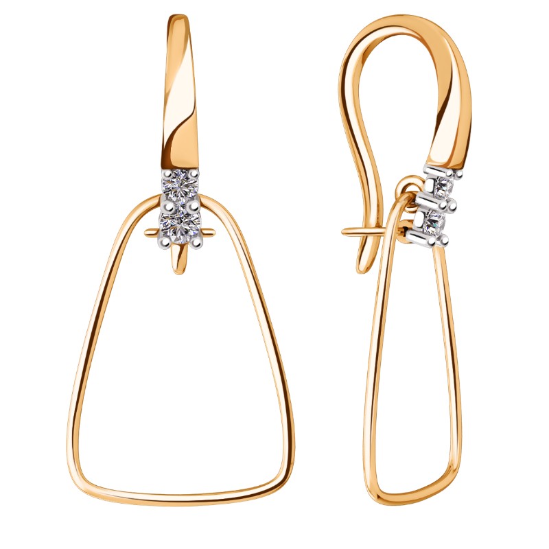 Серьги из золота с камнем Фианит фото, цены