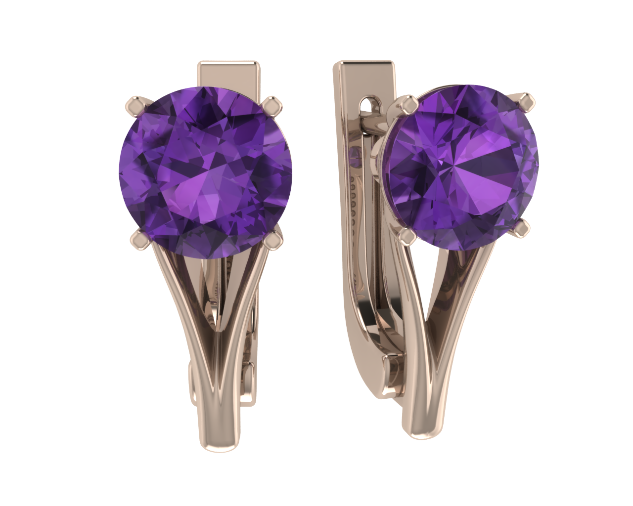 Серьги из золота с камнем аметист фото, цены